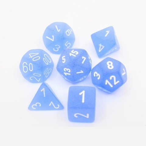 Frosted Blue White - Polyhedral Rollespils Terning Sæt - Chessex